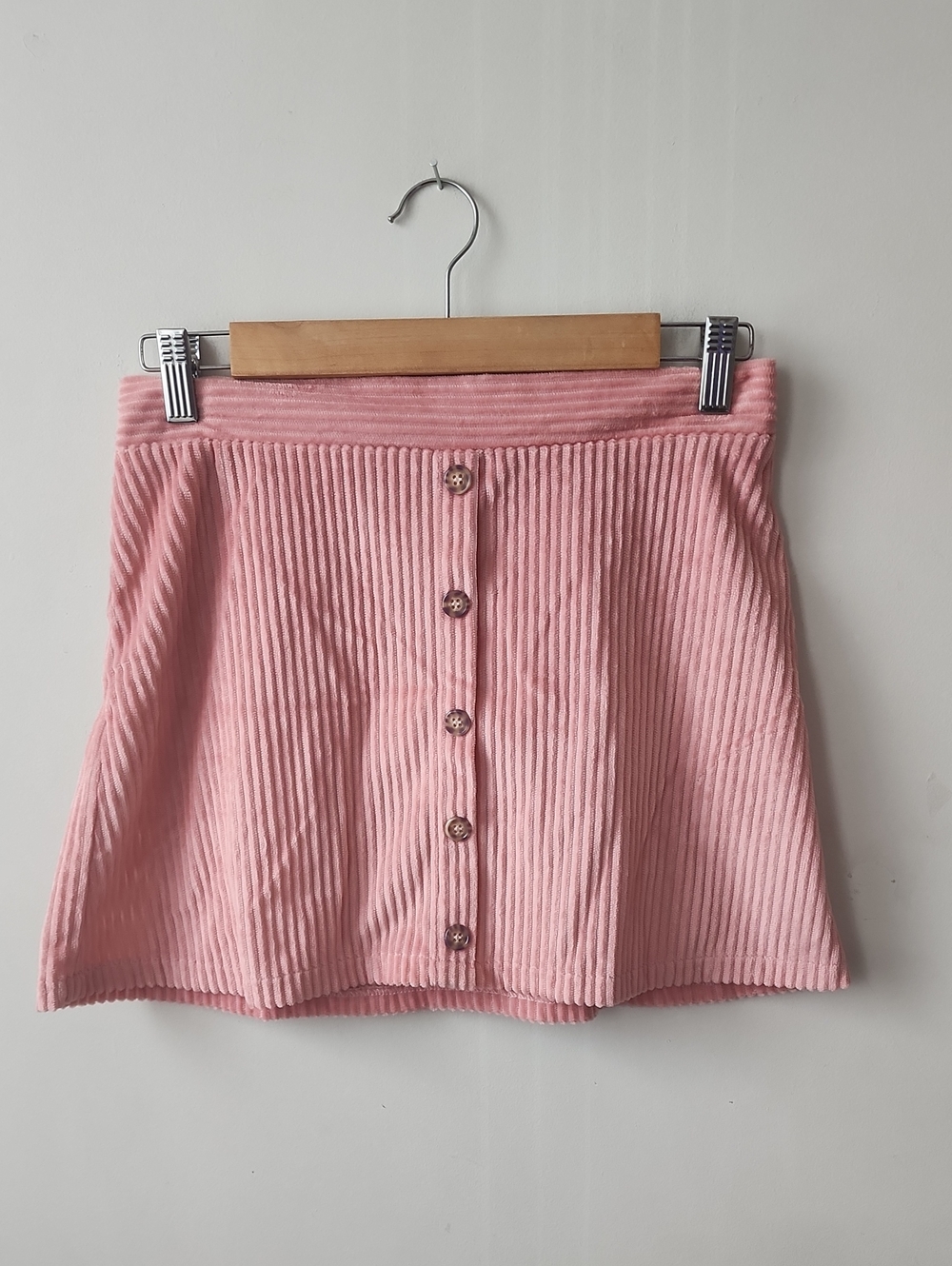 Girls' Pink Corduroy Button-Front A-Line Skirt
